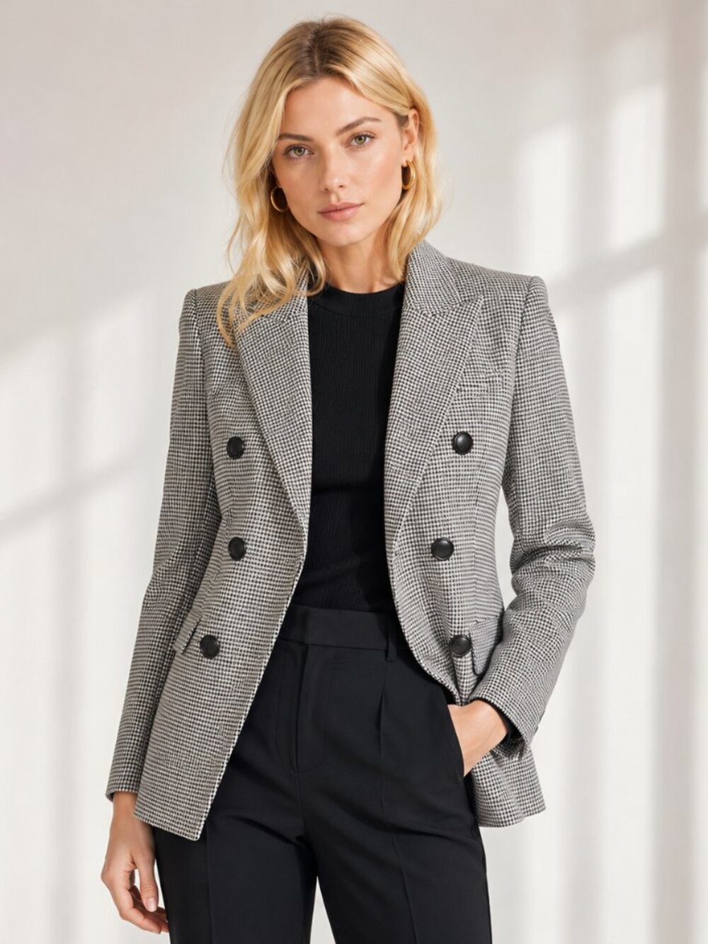Veronica Beard Leon Dickey Black and White Houndstooth Blazer Jacket